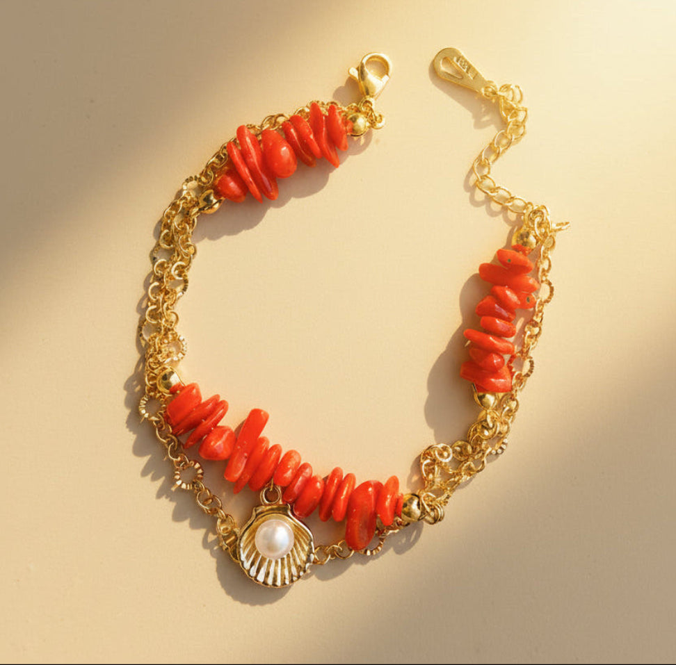 Bracelet en Pierre Orangée - Élégance Naturelle