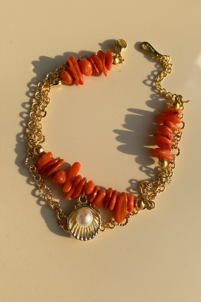 Bracelet en Pierre Orangée - Élégance Naturelle