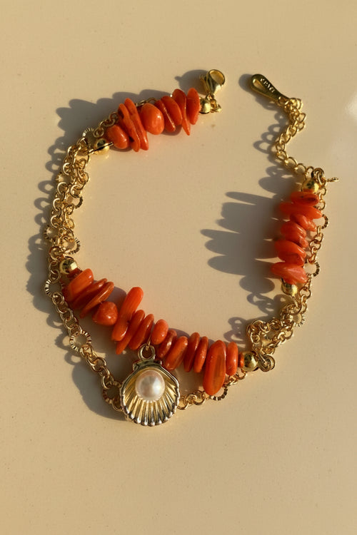 Bracelet en Pierre Orangée - Élégance Naturelle