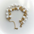 Bracelet Perle Blanche Dorée